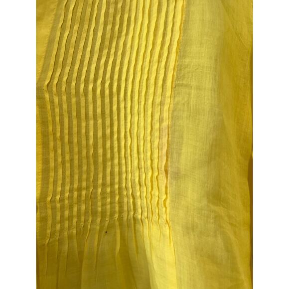 Theory Long Sleeve tunic pin tuck relaxed v neck Sunny Yellow Top Sz-M Relaxed - Picture 7 of 7